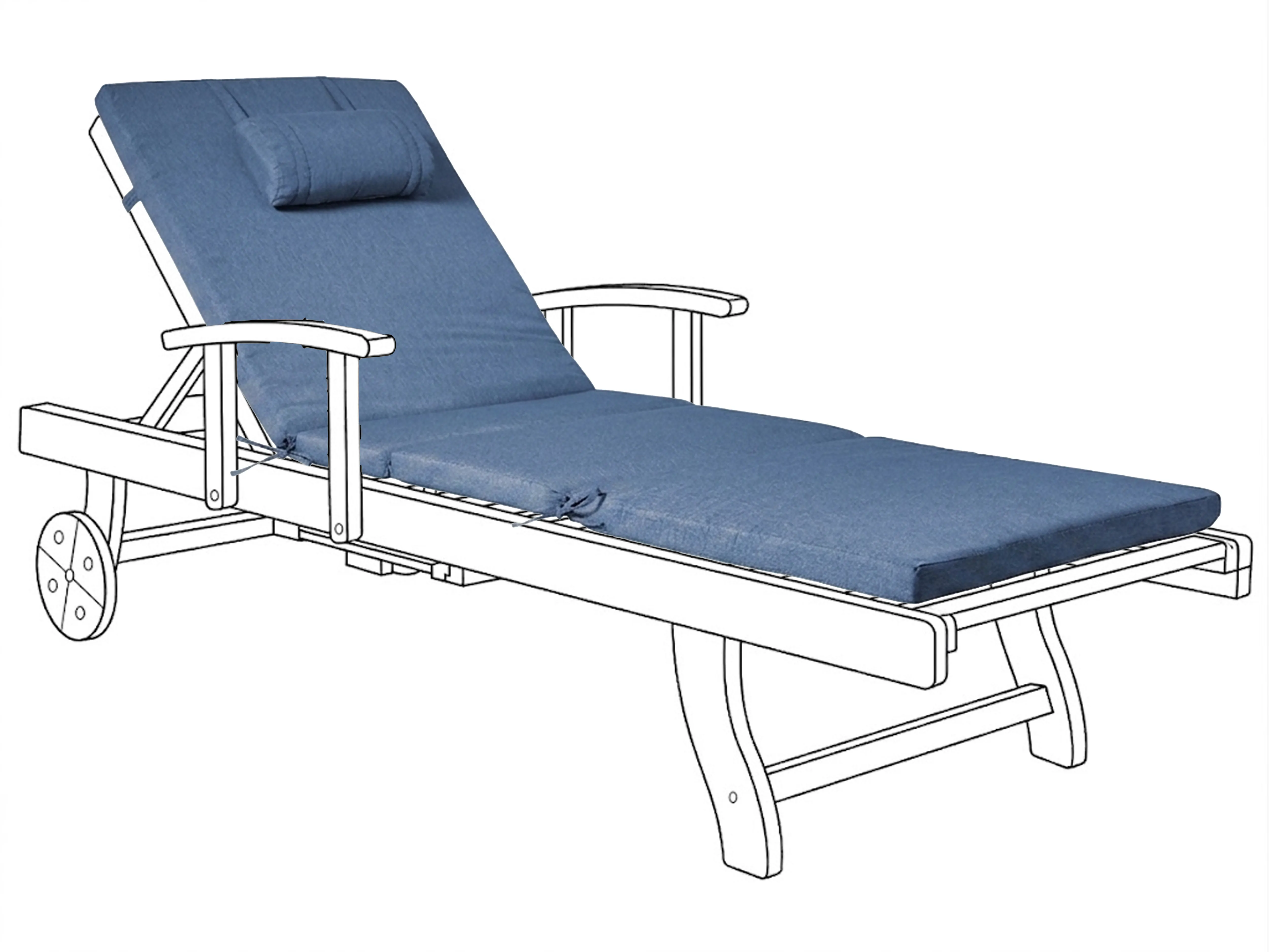 Sun Lounger Pad Cushion TOSCANA/JAVA/AMANTEA PREMIUM 189 x 58 cm Blue