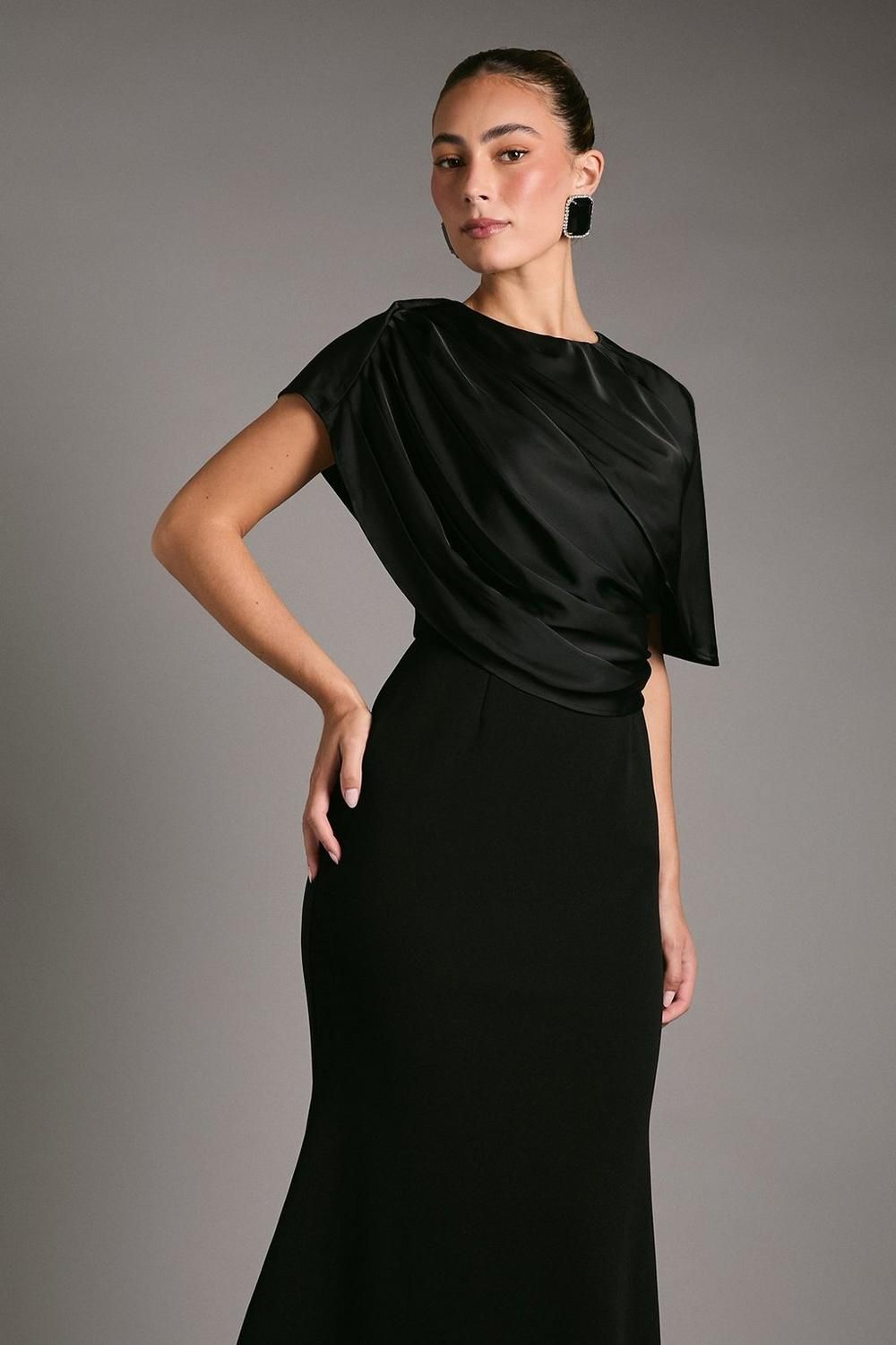 Coast Slinky Draped Detail Fishtail Maxi Dress