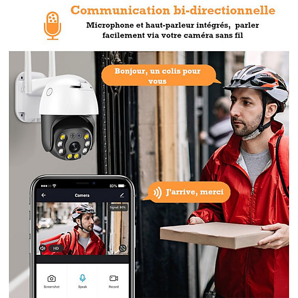 Caméra de surveillance dôme extérieur wifi longue portée