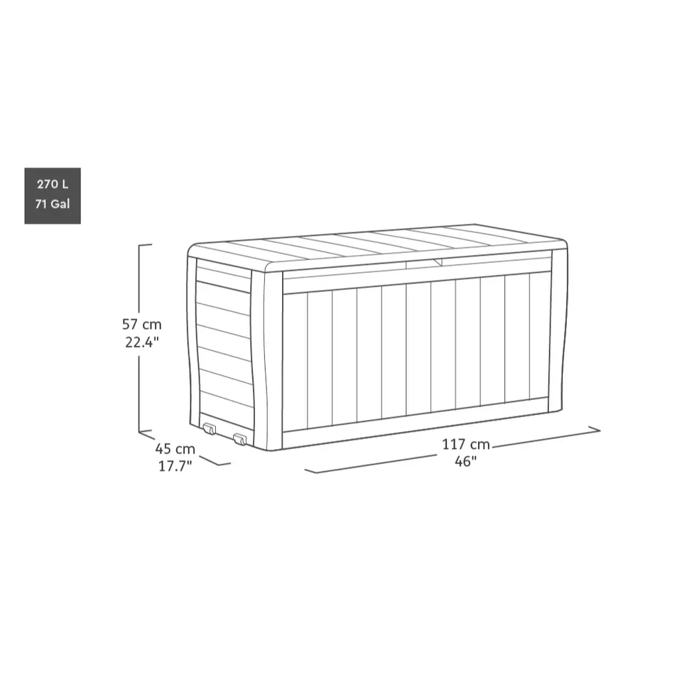 Keter Marvel Plus Opbergbox - 270L - 116,7x44,7x57cm - Antraciet