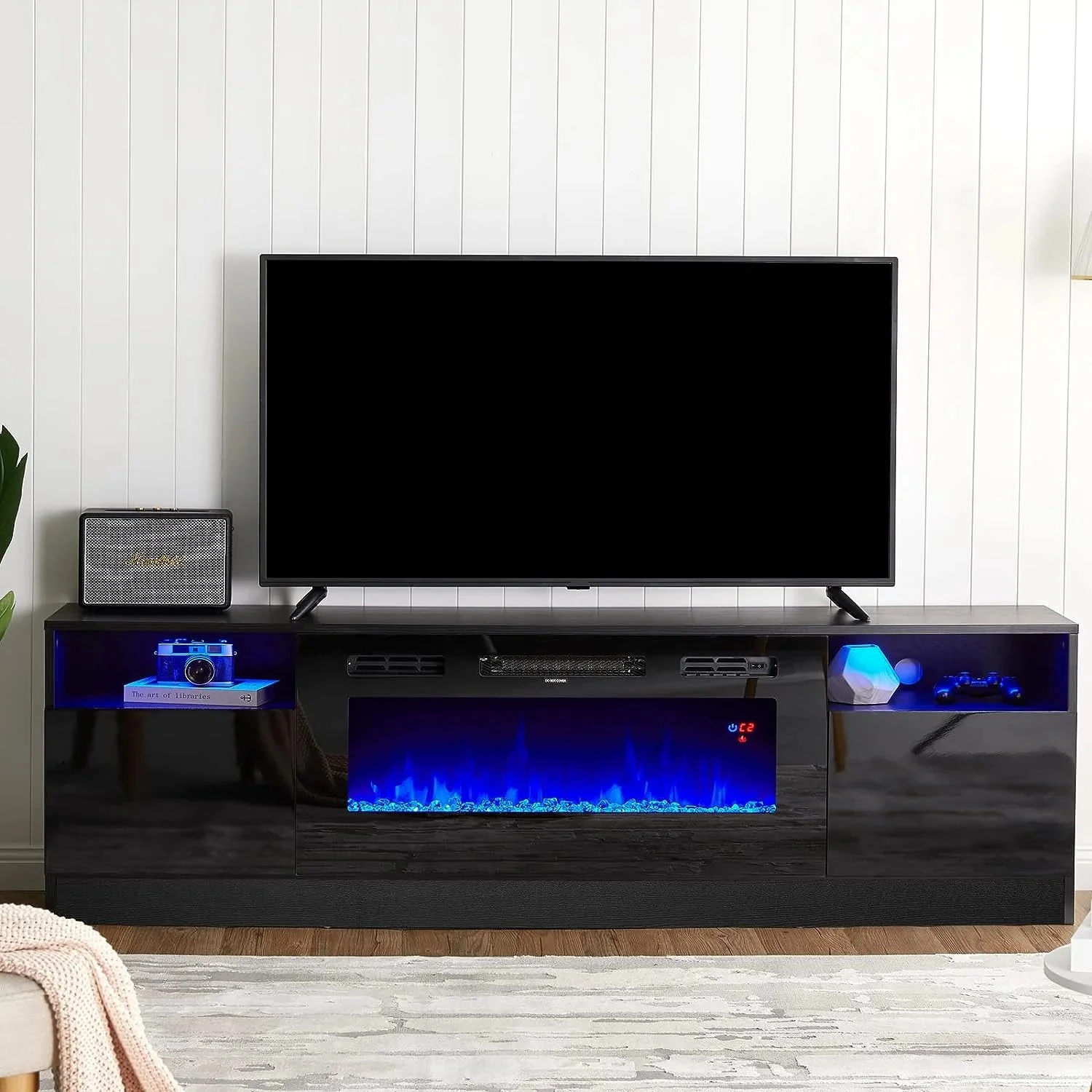 Fireplace TV Stand with 36 Electric Fireplace, LED Light Entertainment Center