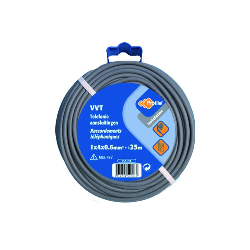 Câble VVT 4 x 0,6 mm² gris 25 m PROFILE