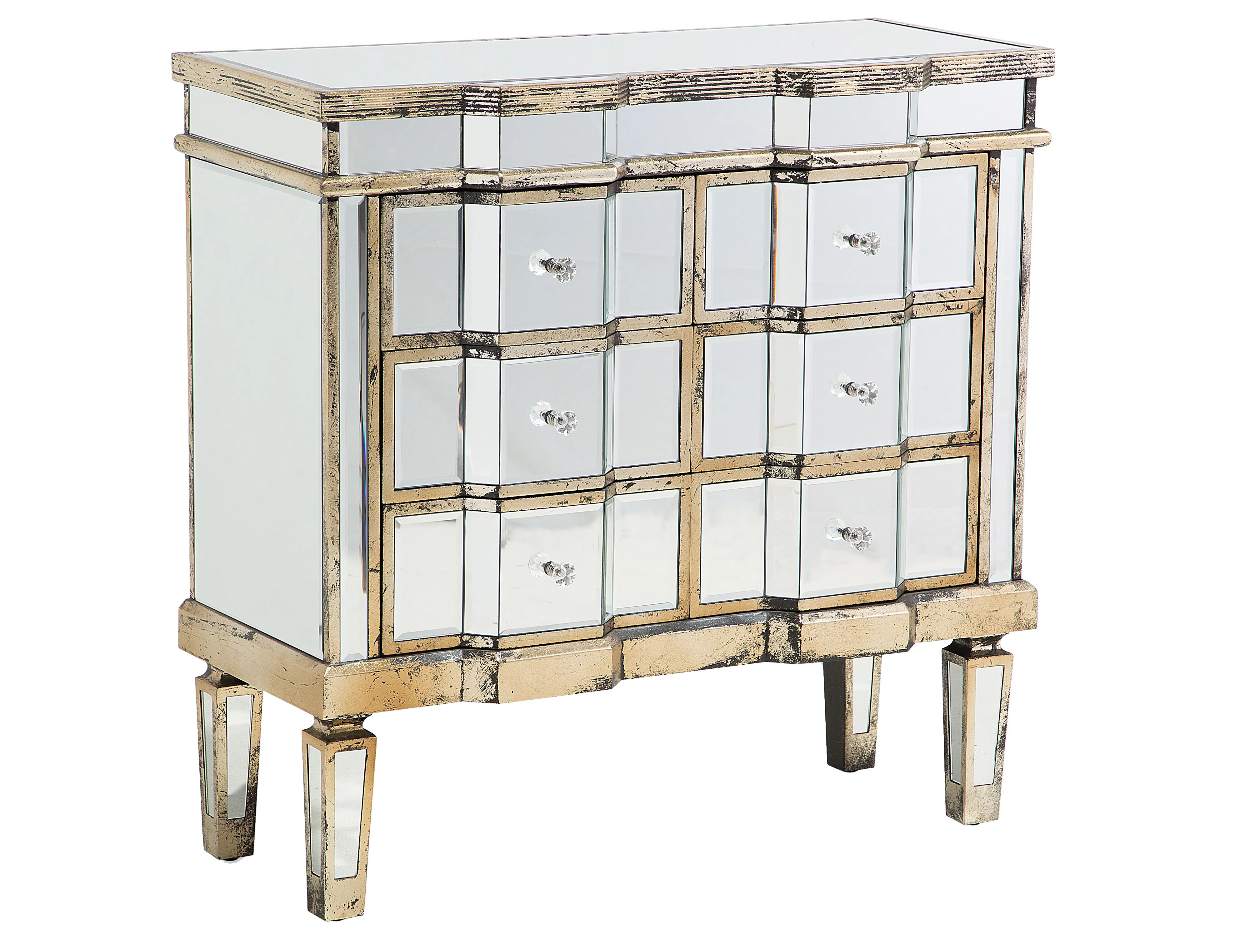 6 Drawer Chest MOZELA Mirrored Silver