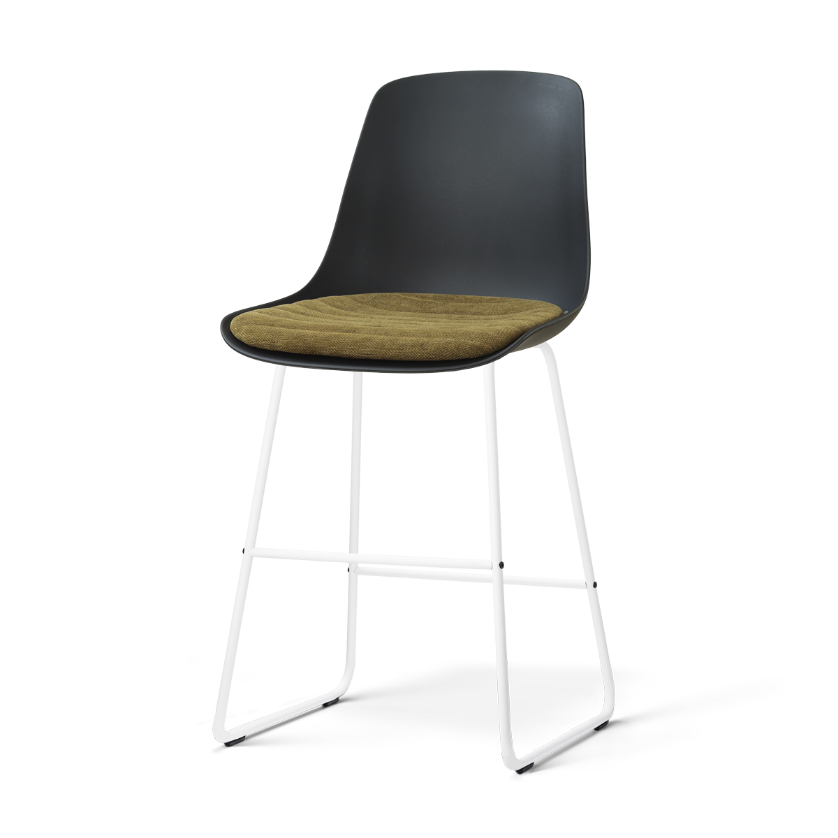 Nolon Nino-Liv Barkruk Zwart met Mosgroen Zitkussen Wit Onderstel 65 Cm