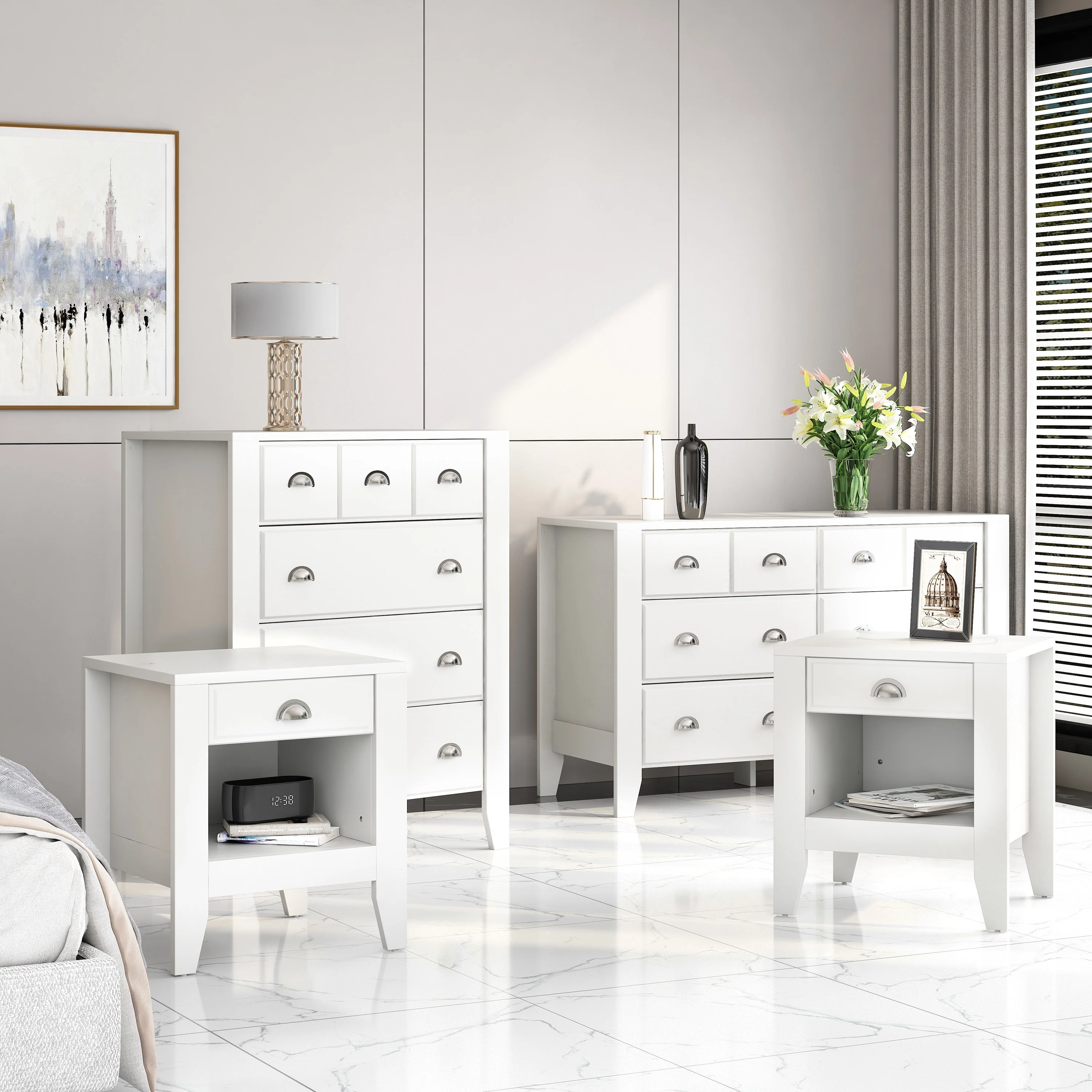 Foisy Faux Wood 4 Piece Bedroom Set by Christopher Knight Home