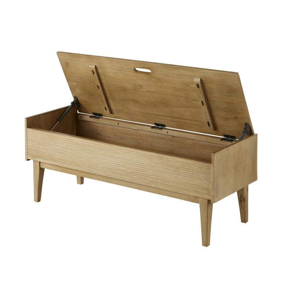 Zahra - Banc d'entrée avec coffre de rangement en manguier et acacia massifs