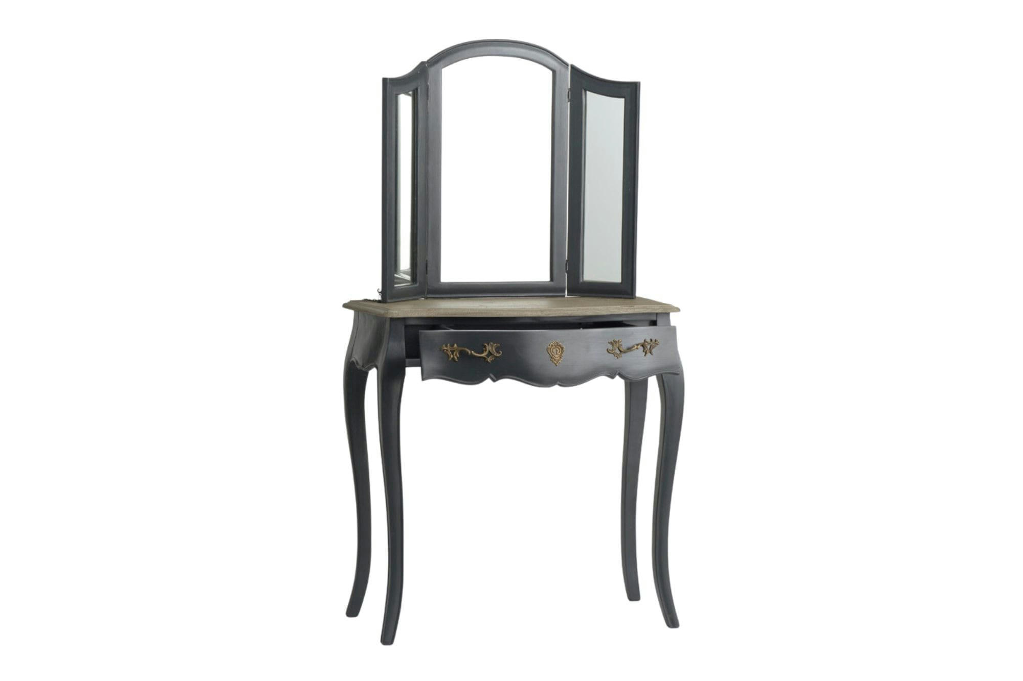 CELESTINE - Coiffeuse baroque avec 3 miroirs et un grand tiroir