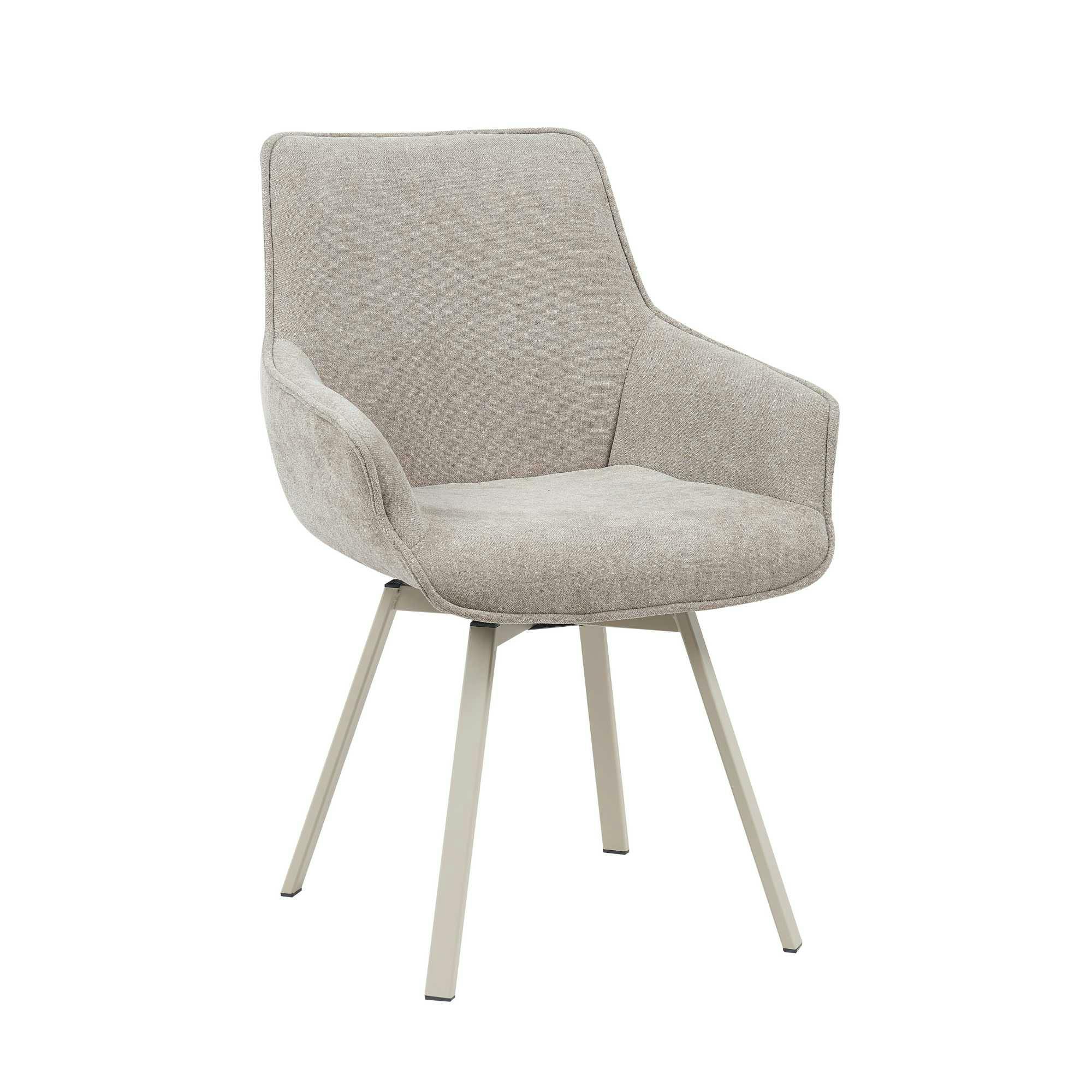 Chaise pivotante taupe à accoudoirs (lot de 2) CORTINA