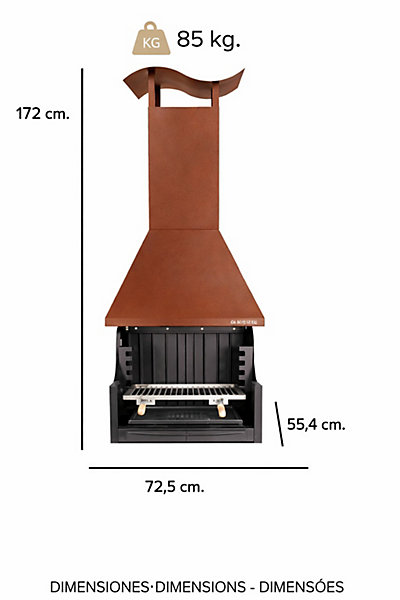 MF - Barbecue à bois et charbon style argentin pour jardin modèle Coven finition imitation oxyde