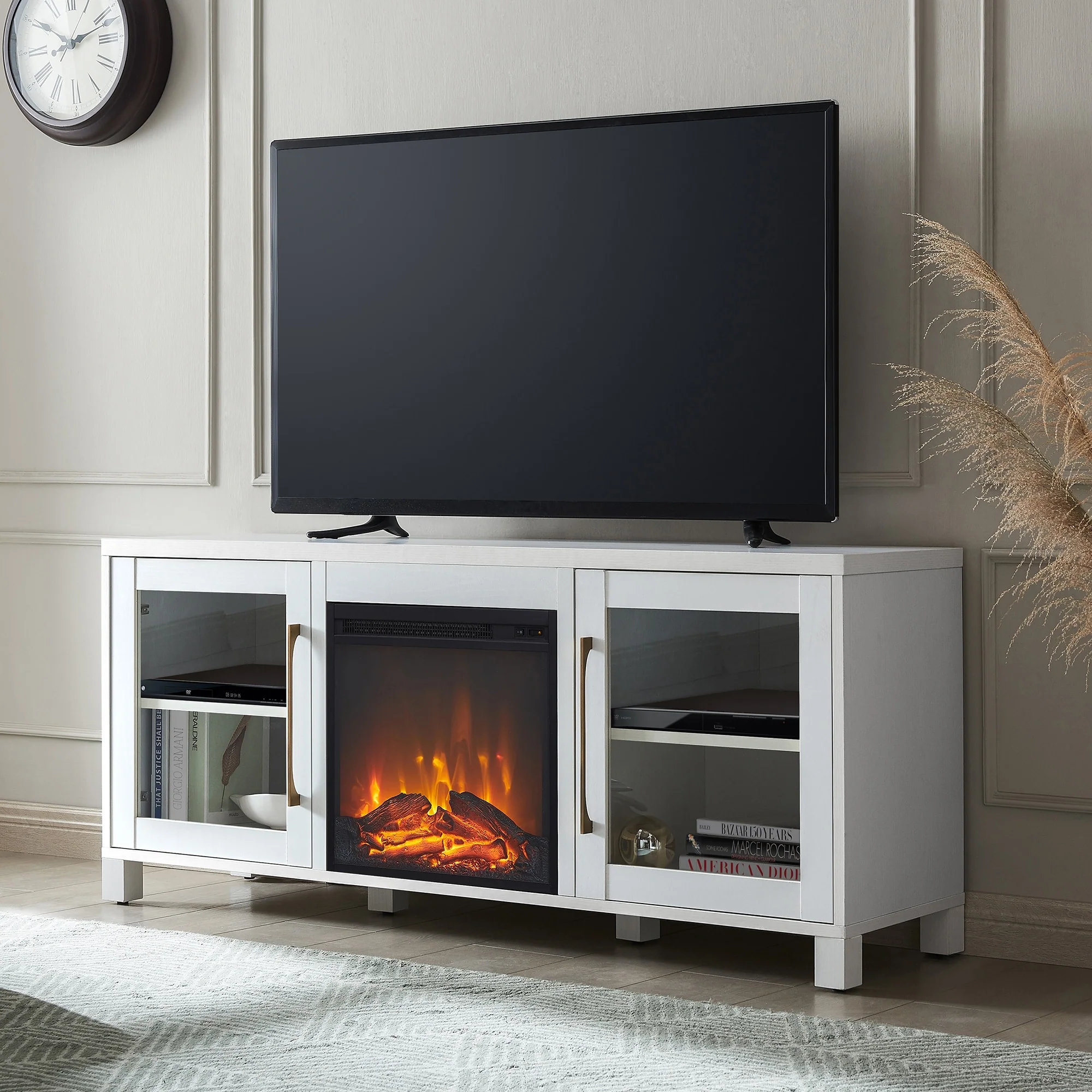 Quincy TV Stand with Fireplace Insert