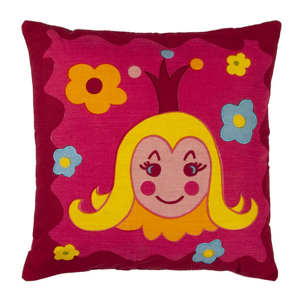 SYBILLE - Coussin 100% coton petite princesse rose 40x40