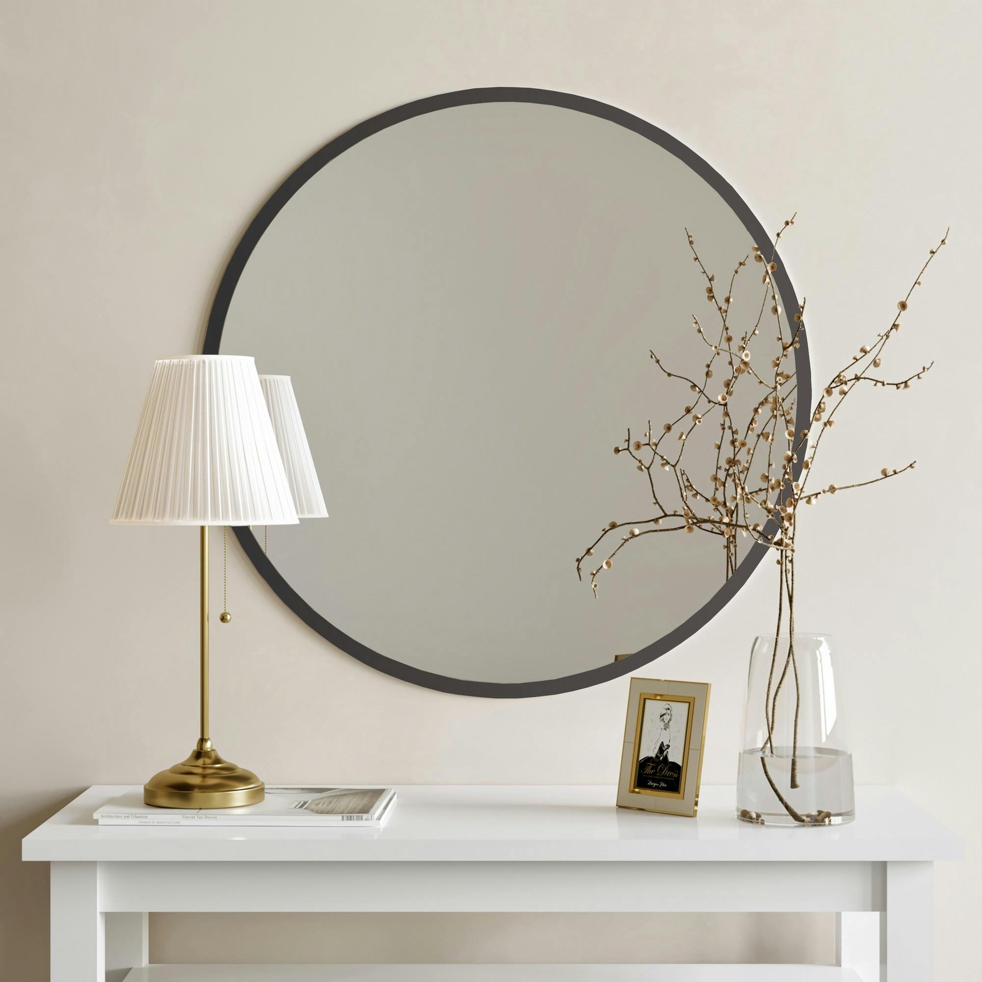 Miroir d'entrée noir Ø60 cm - style contemporain CODY