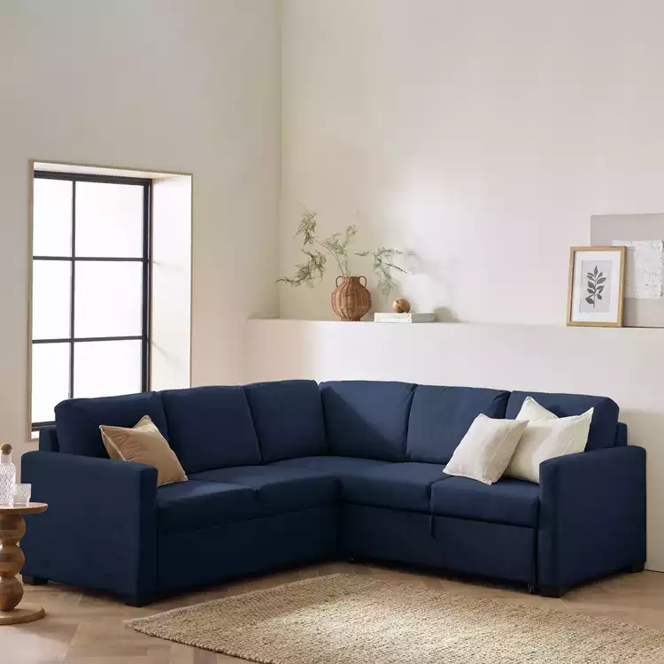 Habitat Reagan Fabric Corner Sofa Bed - Navy
