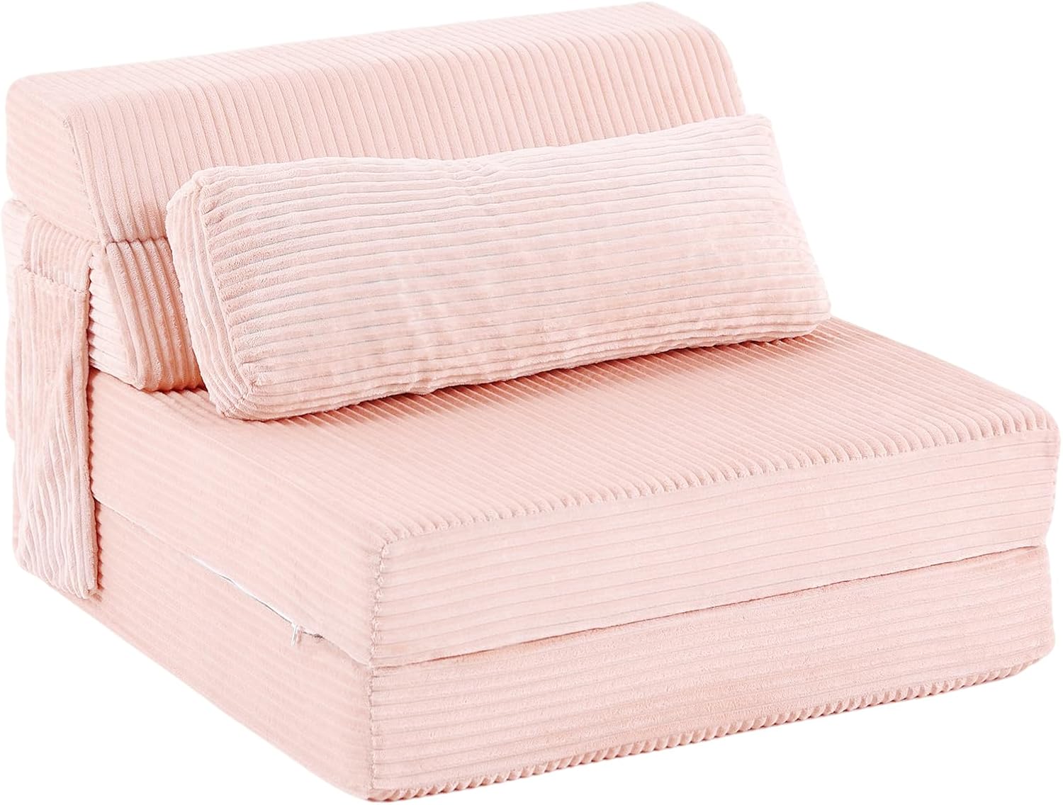 Folding Sofa Bed with Pillow, Convertible Sleeper Chair, Comfy Floor Futon Couch Mattress Lounge Sofa for Adults Portable Fold Out Chair Bed for Living Room Bedroom, Single, Pink
