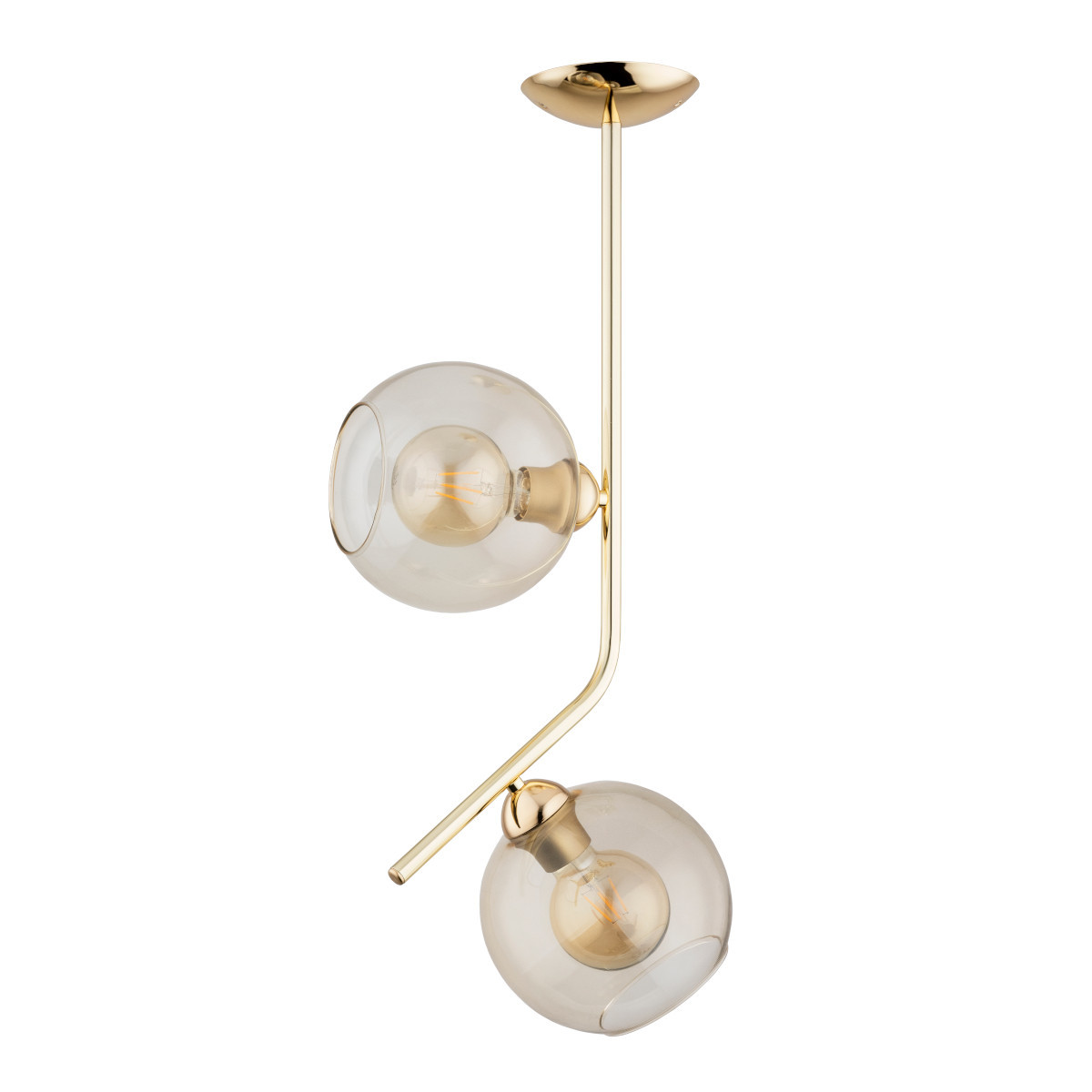Lampa wisząca złoto-przezroczysta LALEN 2xE27x15W wym: 76x20x36 cm Alfa