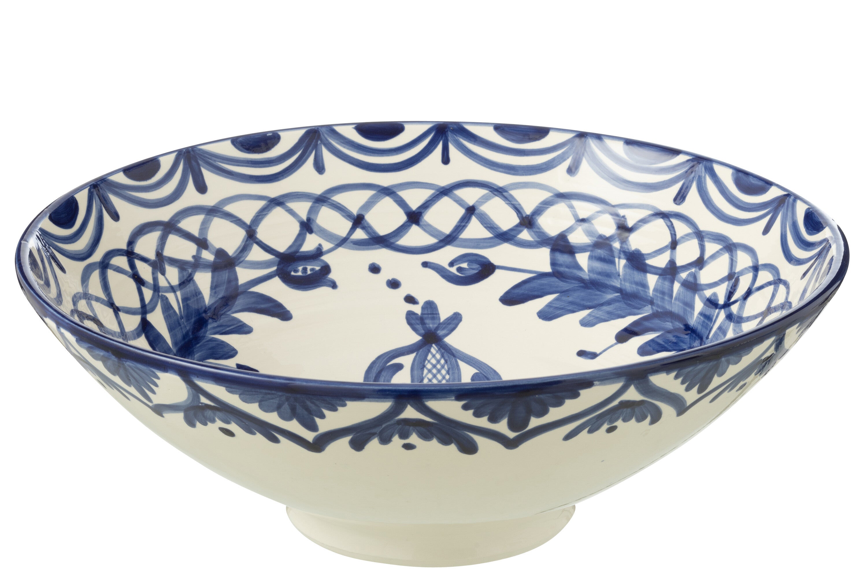 J-Line kom Lebrillo Granada - keramiek - wit blauw