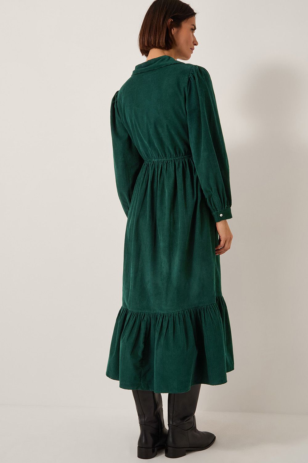 Monsoon Adriana Corduroy Midi Shirt Dress Green
