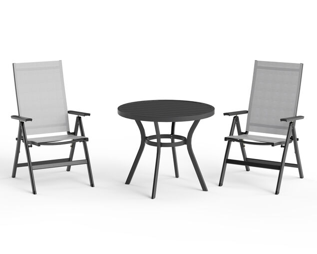 Frankie-Jette 3 Piece Chat Setting - Gunmetal Grey