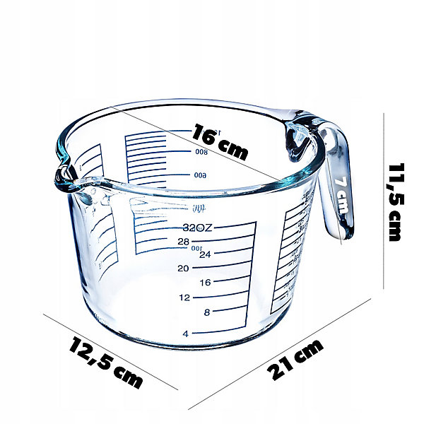 KADAX Cuisine Tasse à Mesurer Pichet Tasse 1L avec Mesure Graduation Récipient en Verre