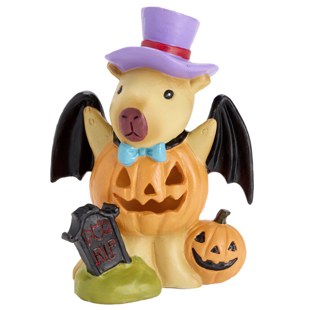 Figurine à poser Halloween LED capybara sorcier en résine H17,5cm (2 modèles)