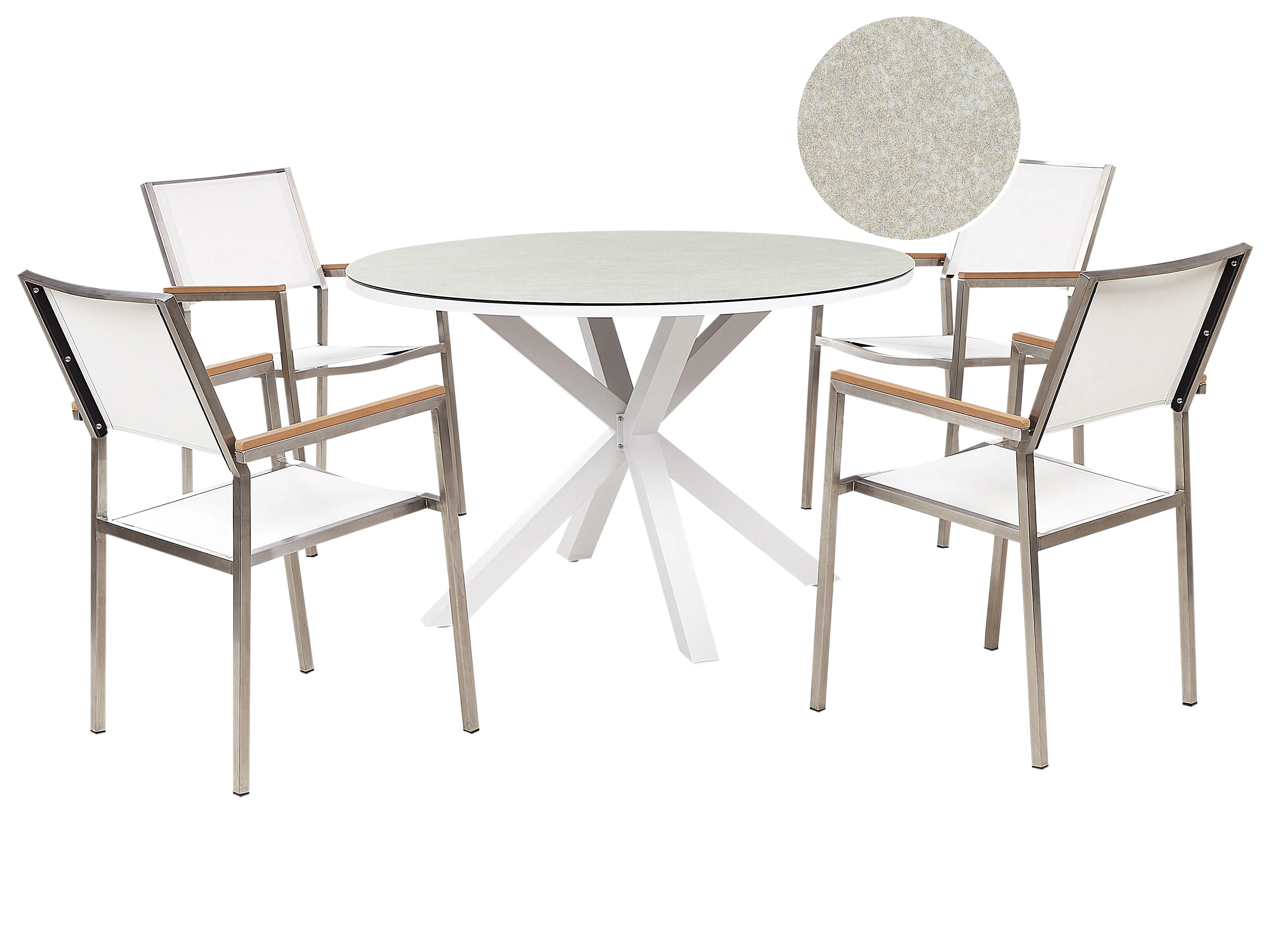 Garden Dining Set 4 Seater MALETTO/GROSSETO Metal Marble Effect White/ Beige