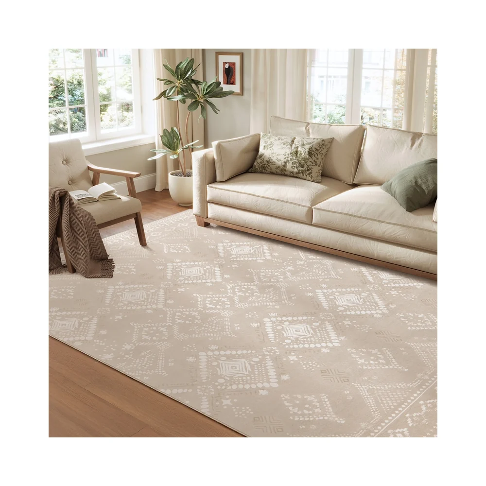 Tapis Décoratif Antidérapant Lavable en Machine Style Bohème