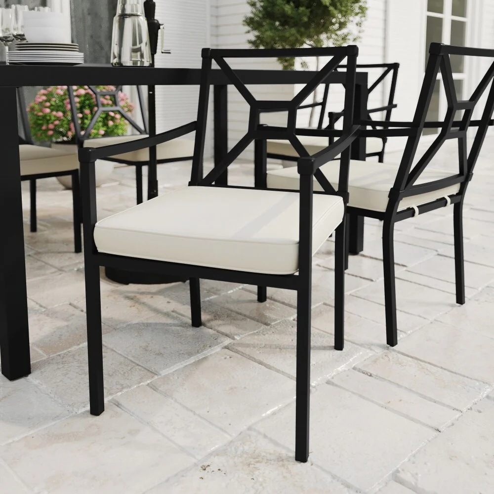 Martha Stewart 2PK All-Weather Steel Frame Stackable Patio Armchairs with Cushions - 23W x 26.25D x 35.25H