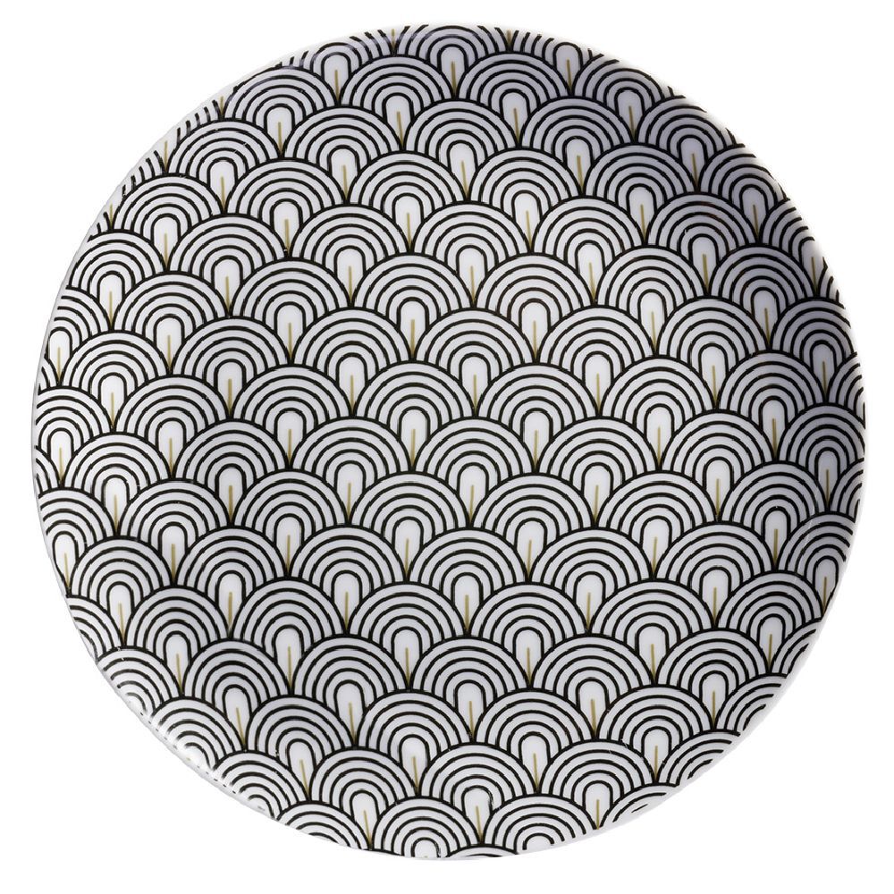 Assiette à dessert motif vague japonaise gris Ø19cm