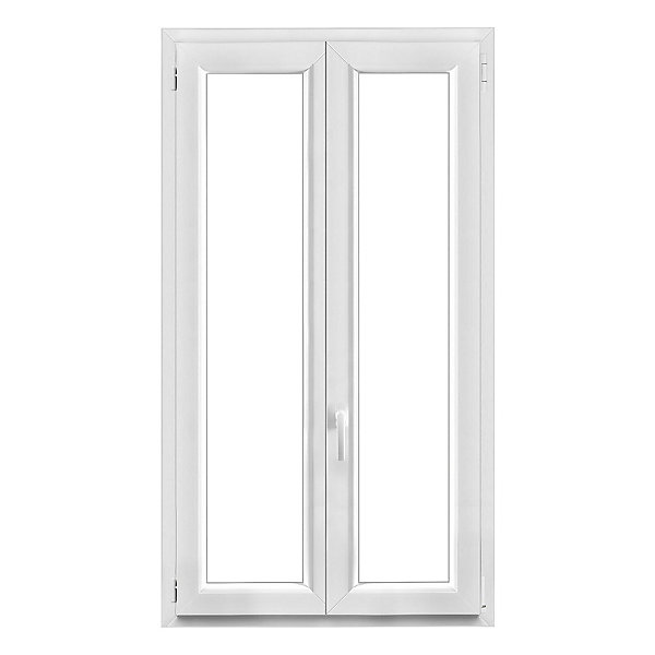 Fenêtre 2 vantaux oscillo-battante, tirant droit double vitrage GoodHome en PVC blanc l.95 x H.158 cm