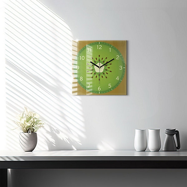 Horloge murale Wallfluent 30x30 cm Aiguilles noires Kiwi 1 pcs