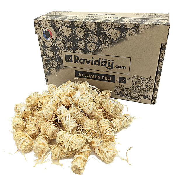 Allume-Feu (x170) en laine et cire de bois - 100% naturel - Marque Française - Raviday