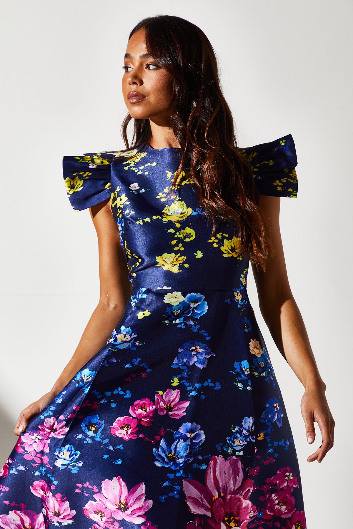 Coast Petite Twill Belted Midi Dress