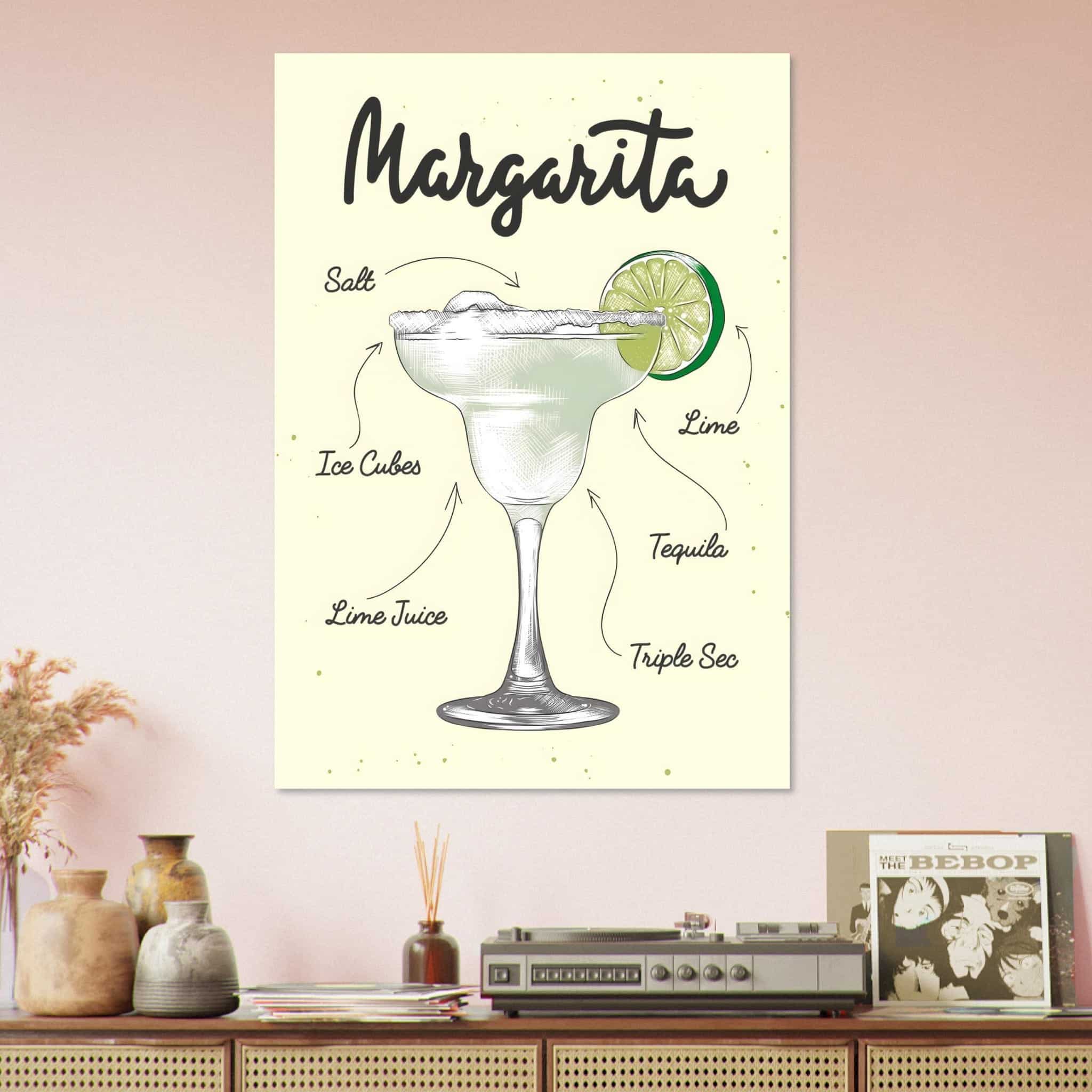Artfulprints Margarita cocktail – Illustratie  poster 70x100 cm