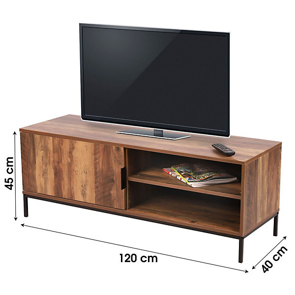 Meuble TV JAYCENoyer avec 1 porte et 2 étagèresL120 x H45 x P40 cm
