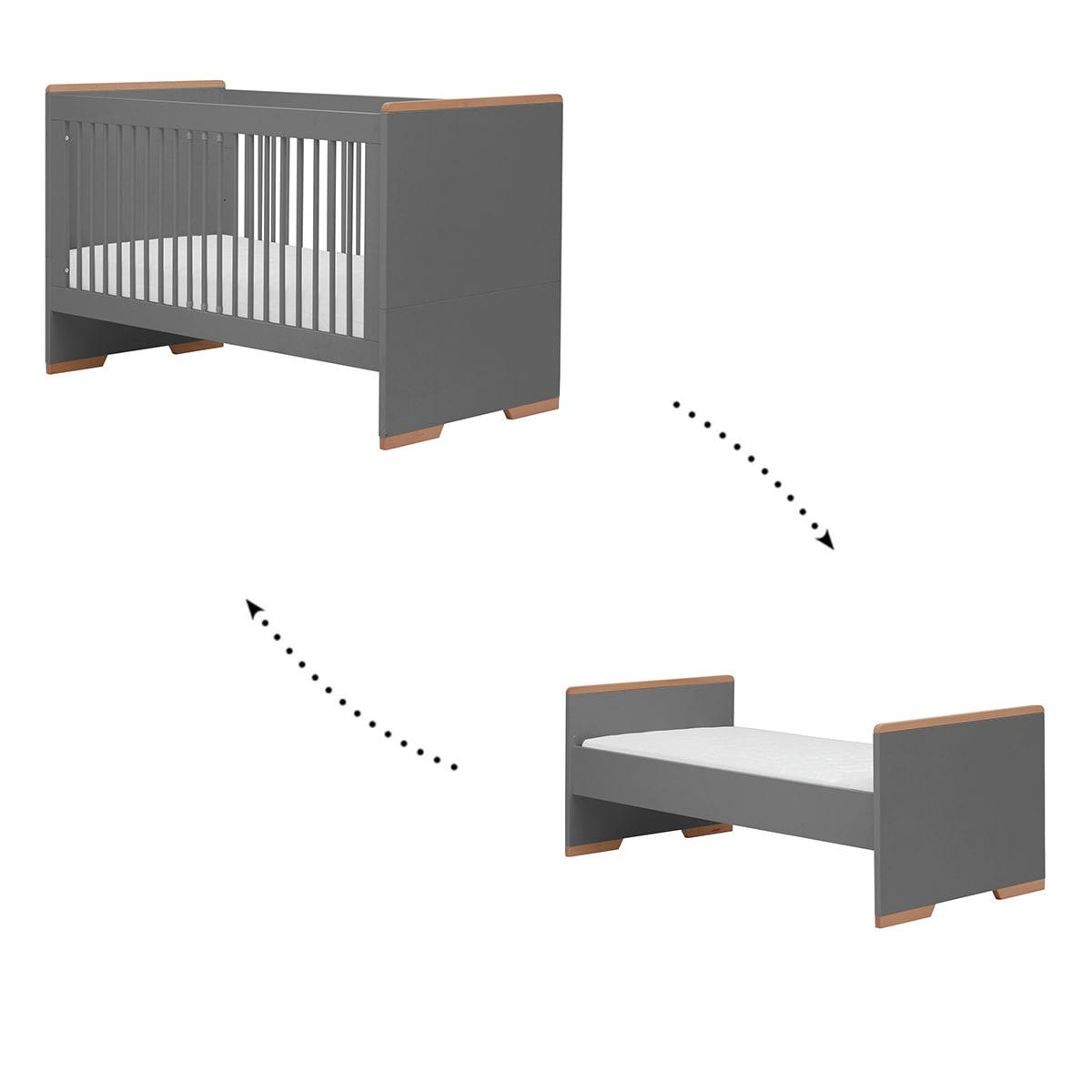 SNAP - Lit évolutif 70x140 gris naturel