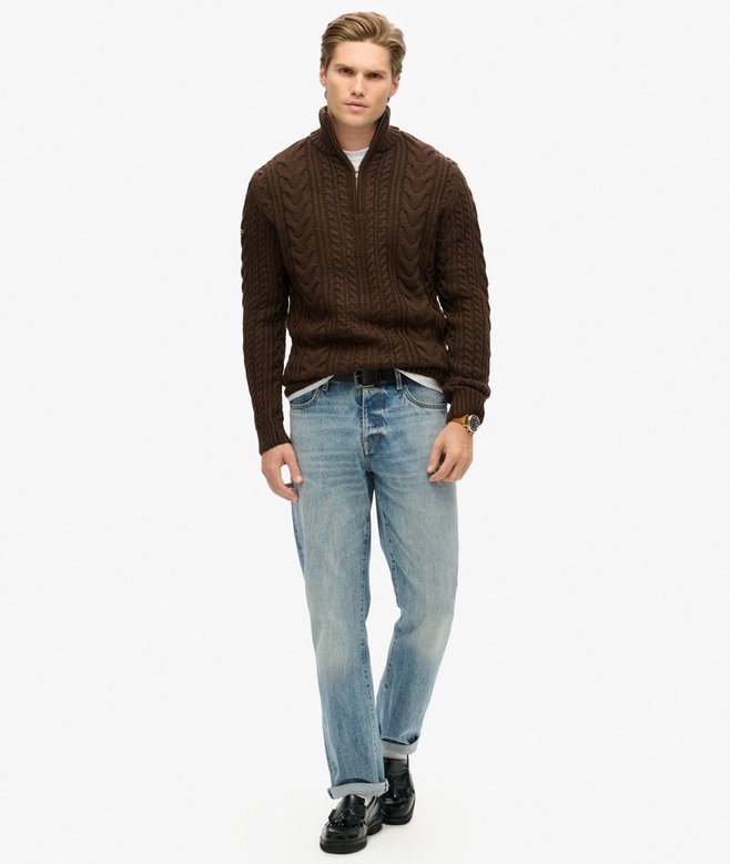 Vintage Jacob Cable Knit Half Zip Jumper