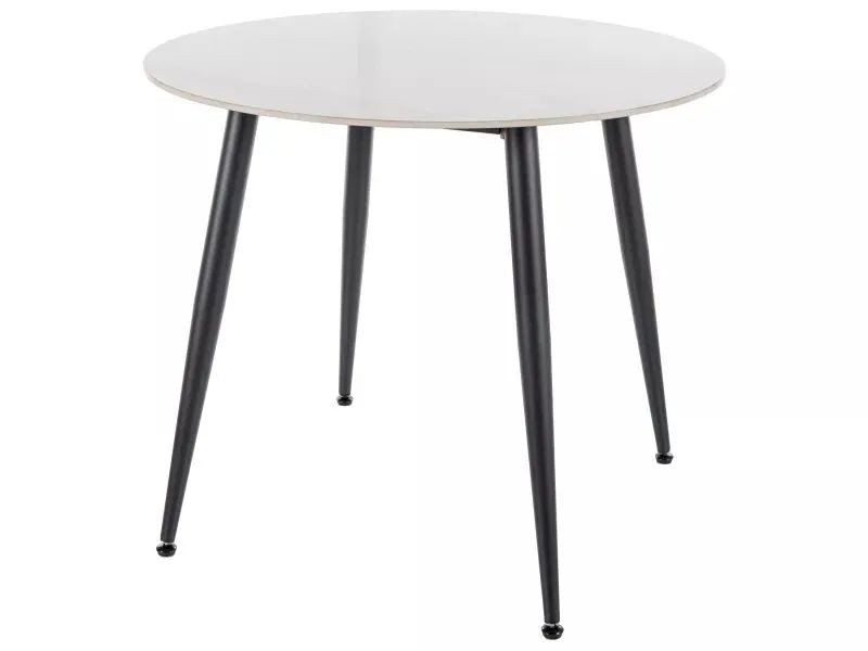 Stół okrągły RION 90 cm biały marmur/ czarny