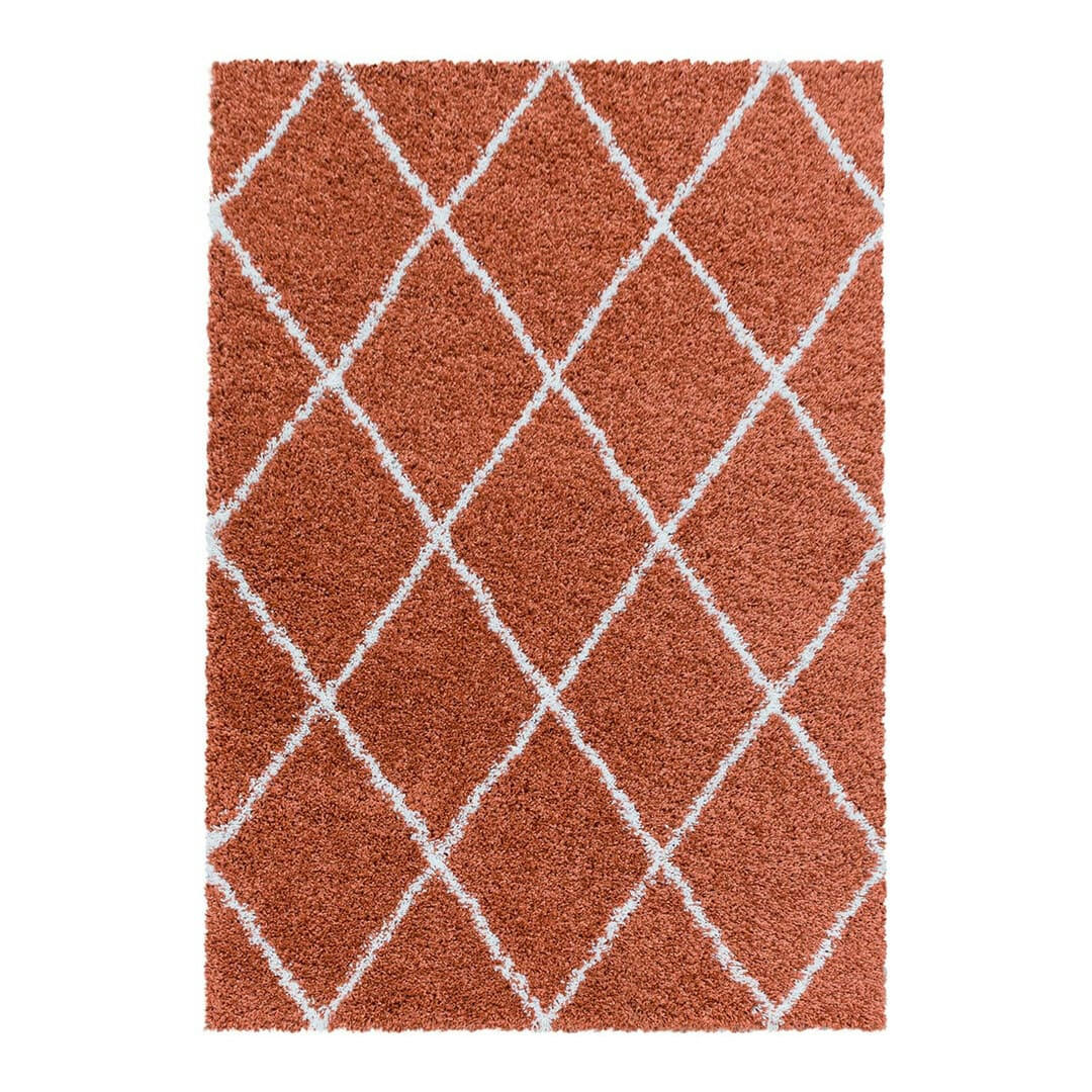 CHANTECLER - Tapis géométrique scandinave en polypropylène terre 80x250