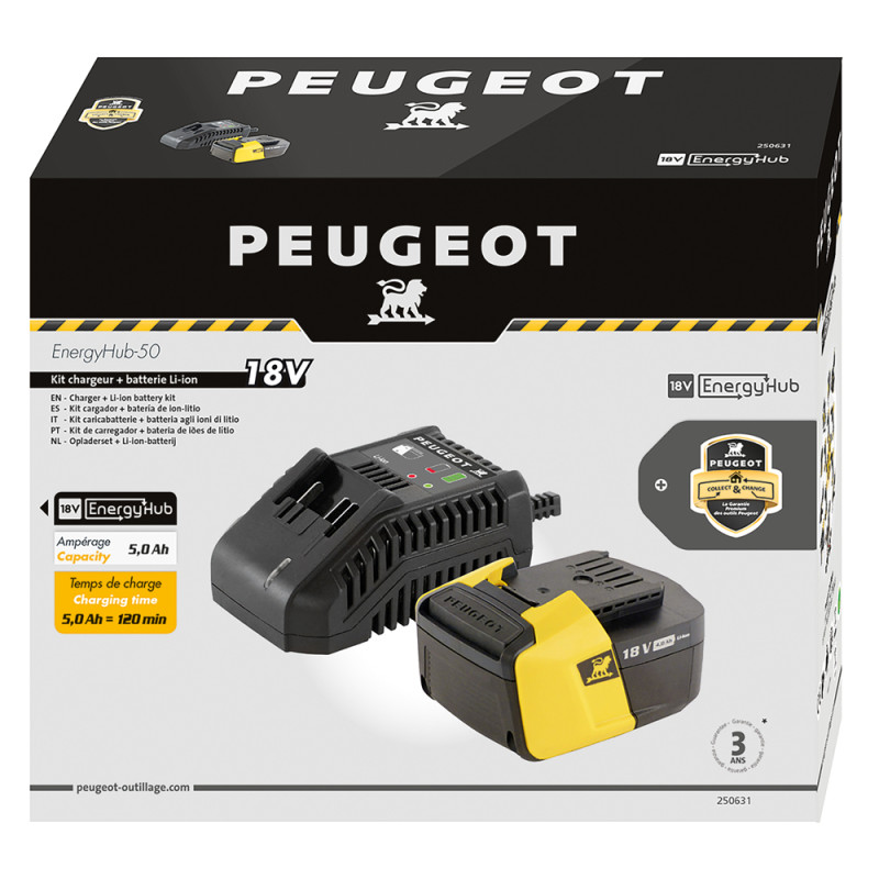 Batterie Lithium-Ion EnergyHub avec chargeur 18 V 5 Ah PEUGEOT