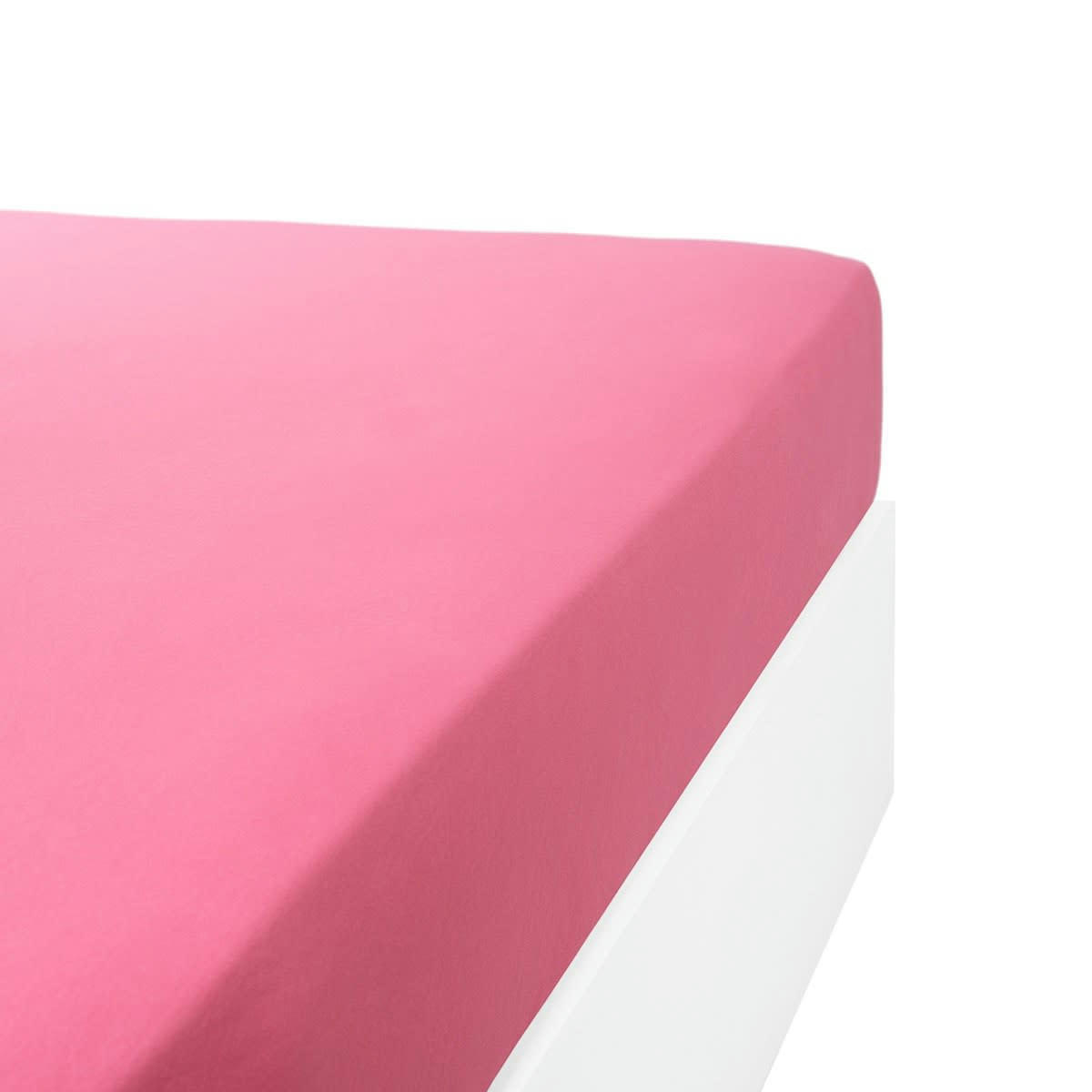 DRAP HOUSSE DOUCEUR ADULTE - Drap housse jersey extensible en coton rose fuschia 140x190 cm