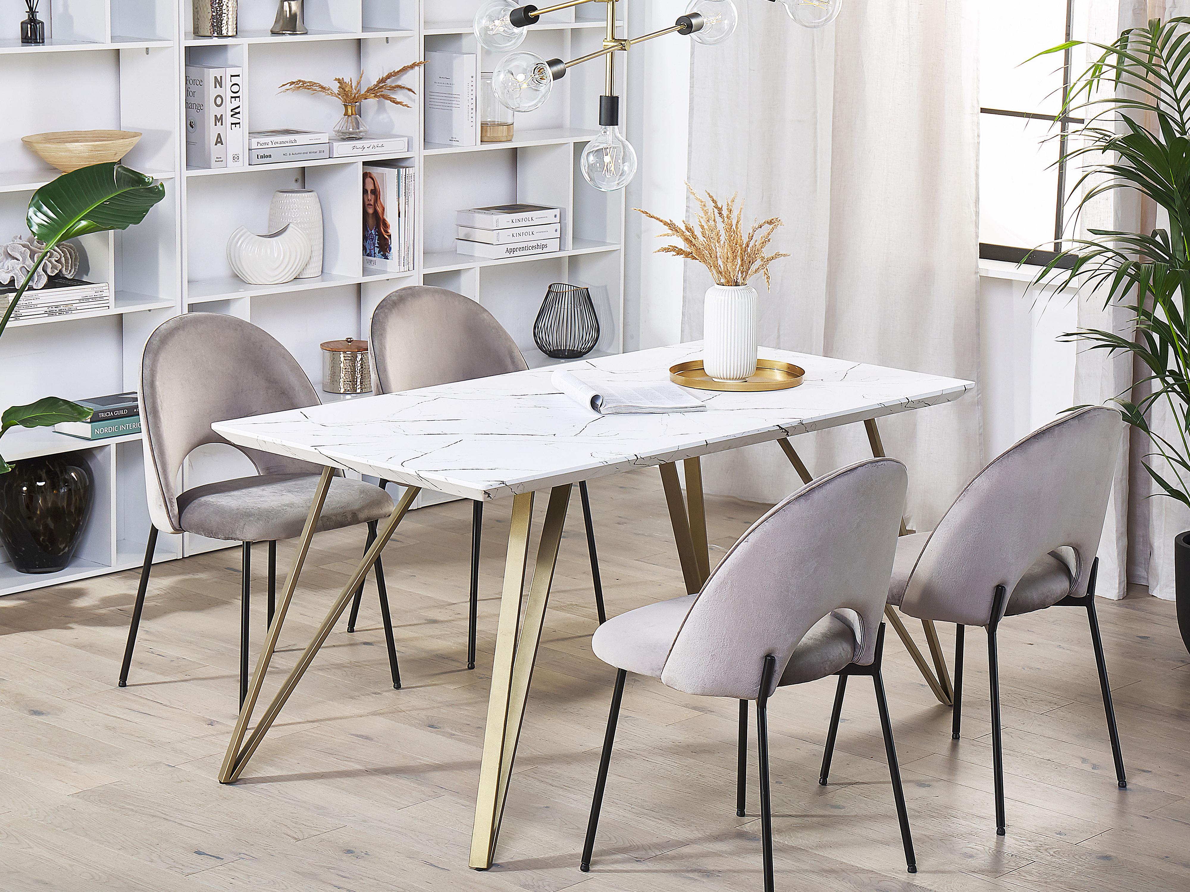 Dining Table MOLDEN Marble/ Gold 150 cm 80 cm