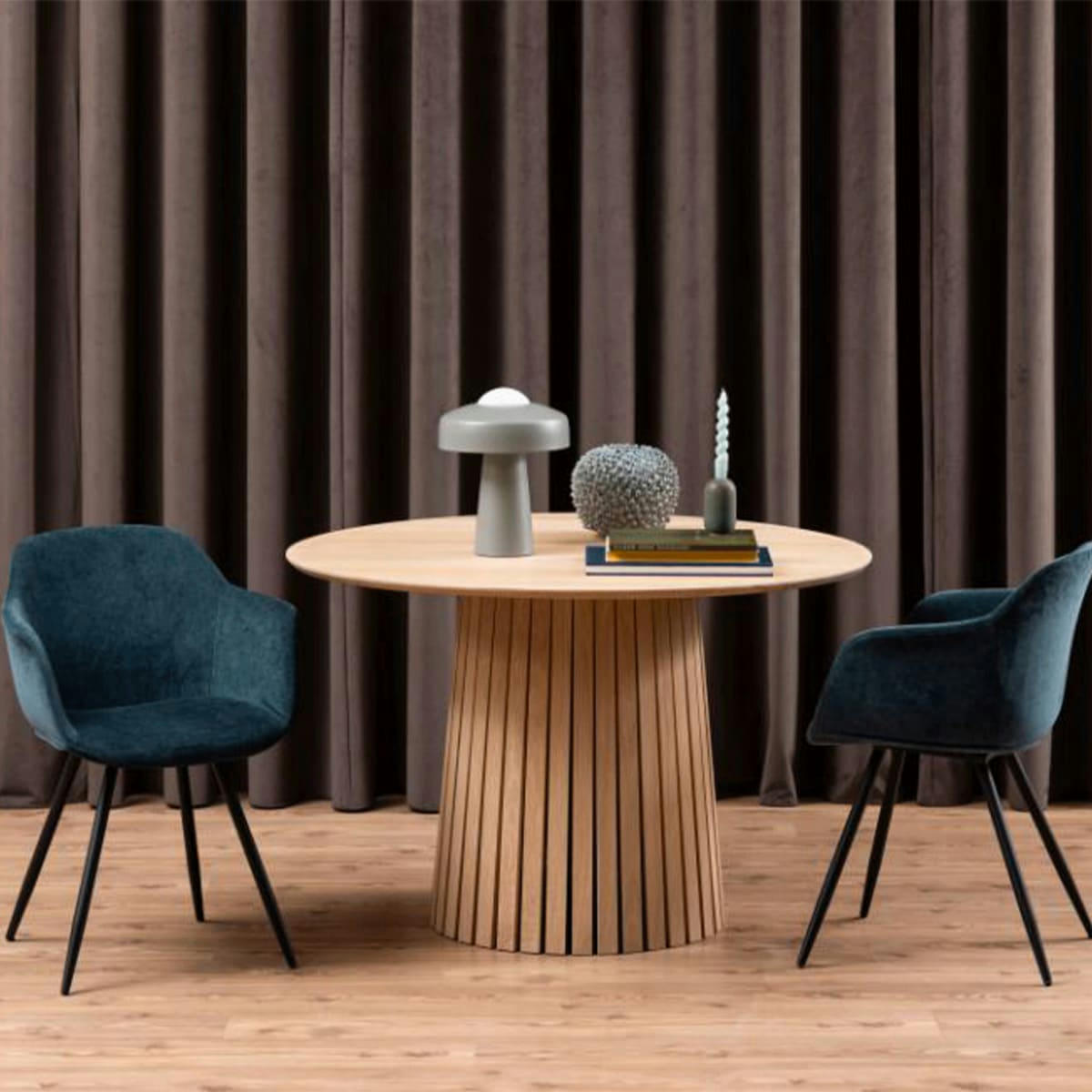 NOLLA - Chaise moderne effet velours bleu