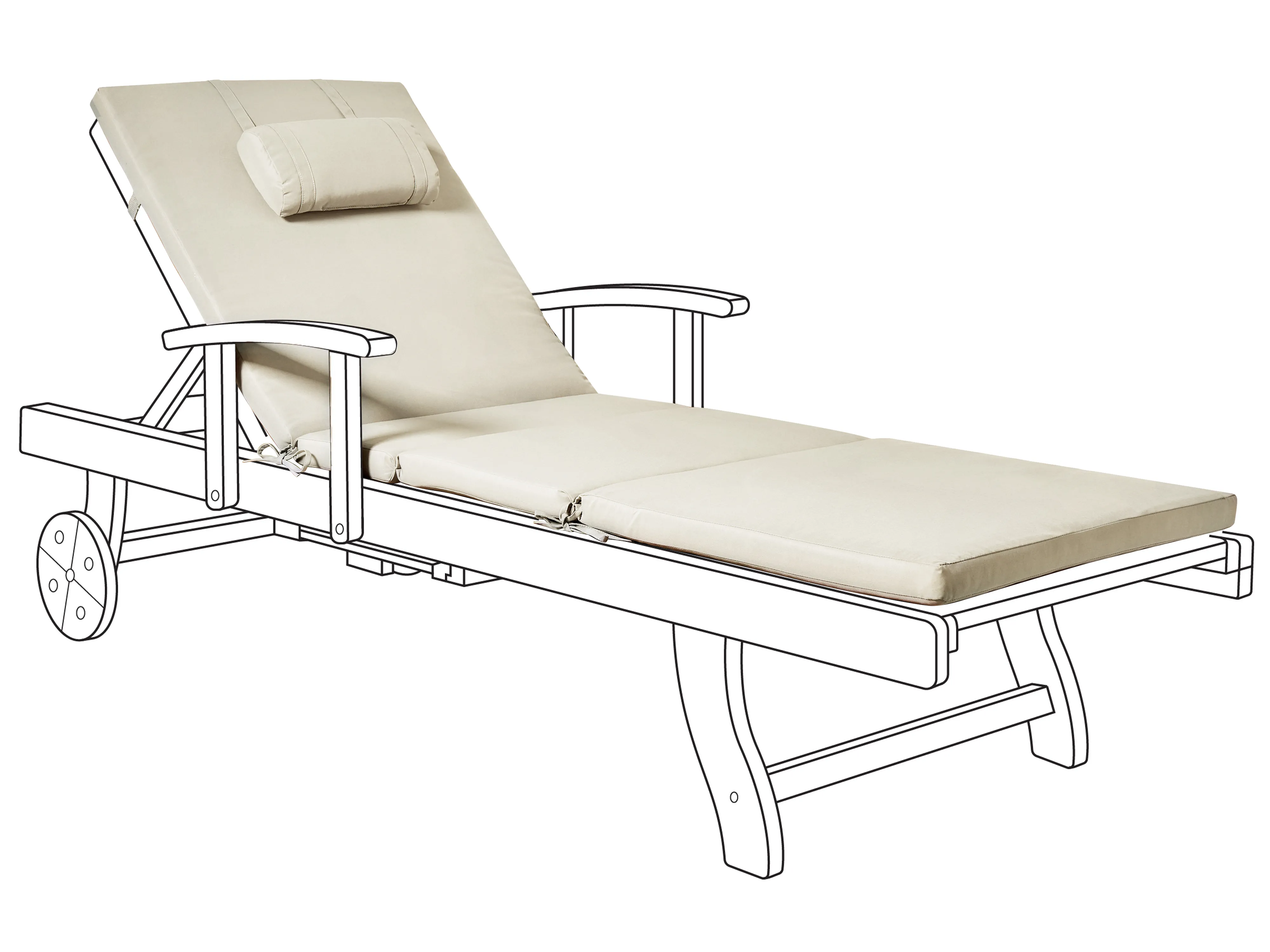 Sun Lounger Pad Cushion TOSCANA/JAVA/AMANTEA PREMIUM 189 x 58 cm Taupe