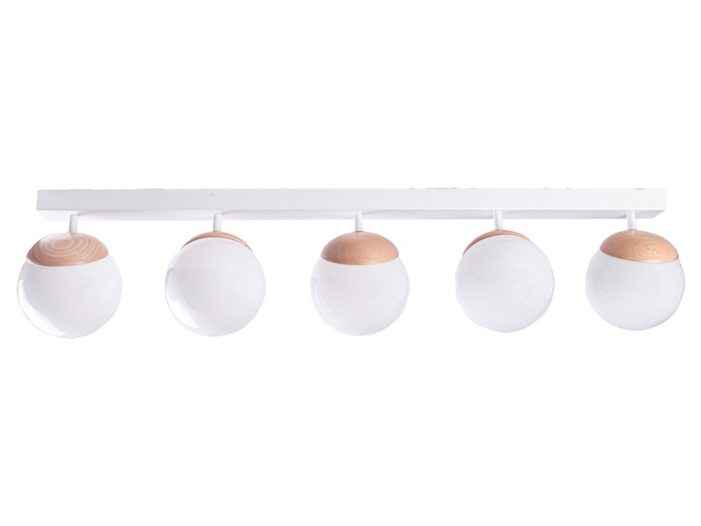 Lampa sufitowa Sfera Wood5-punktowa szklana biała
