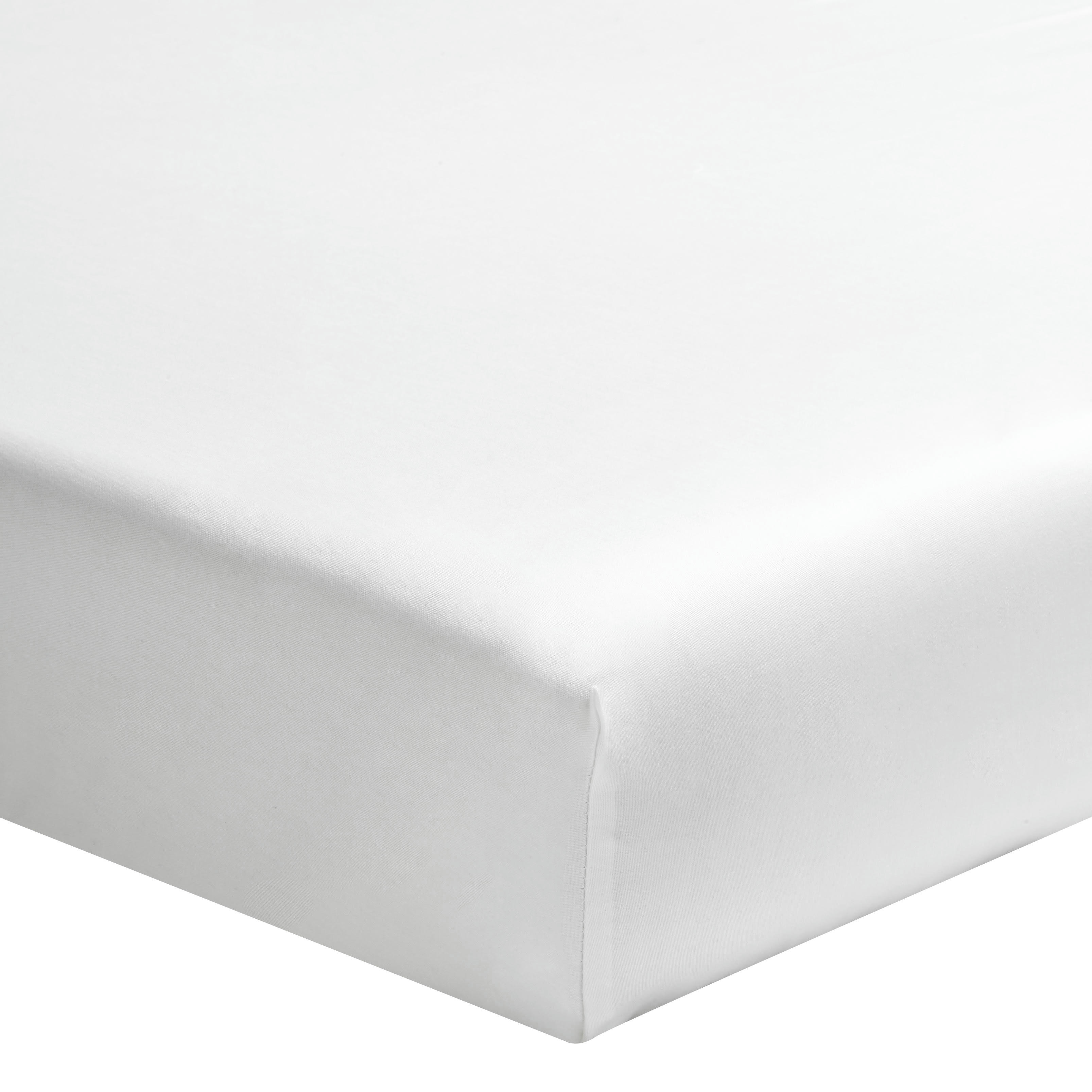 ROYAL LINE - Drap housse uni en percale de coton blanc 100x220