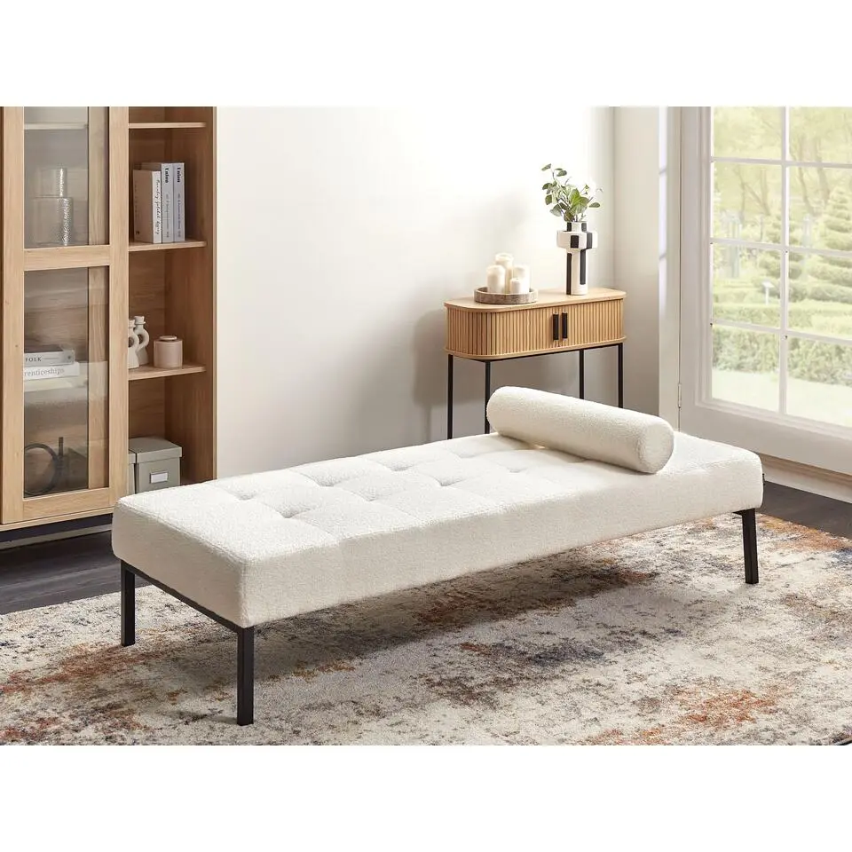 CHINON - Chaise longue - Wit - Boucl&eacute;