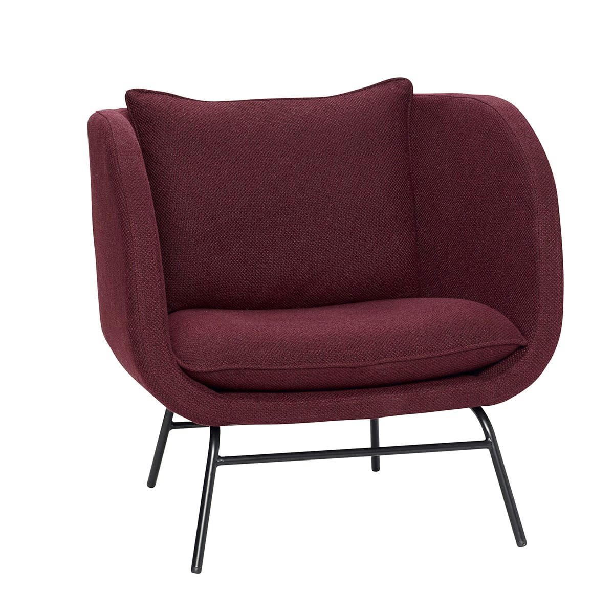 AROUND - Fauteuil avec pieds en métal en bordeaux et noir