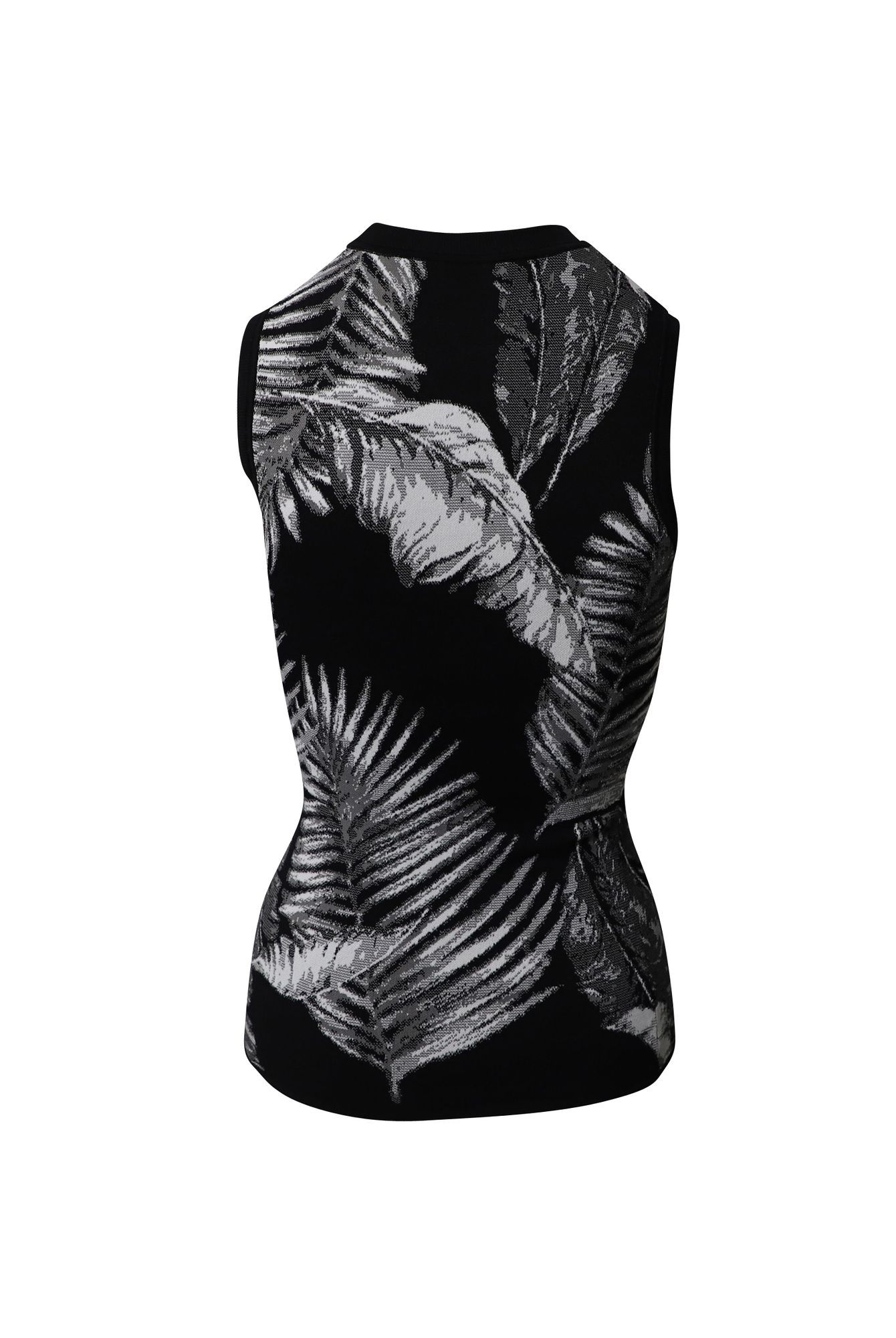 Alexander Wang Preloved T by Hawaiian Print Jacquard Sleeveless Top in Black Rayon
