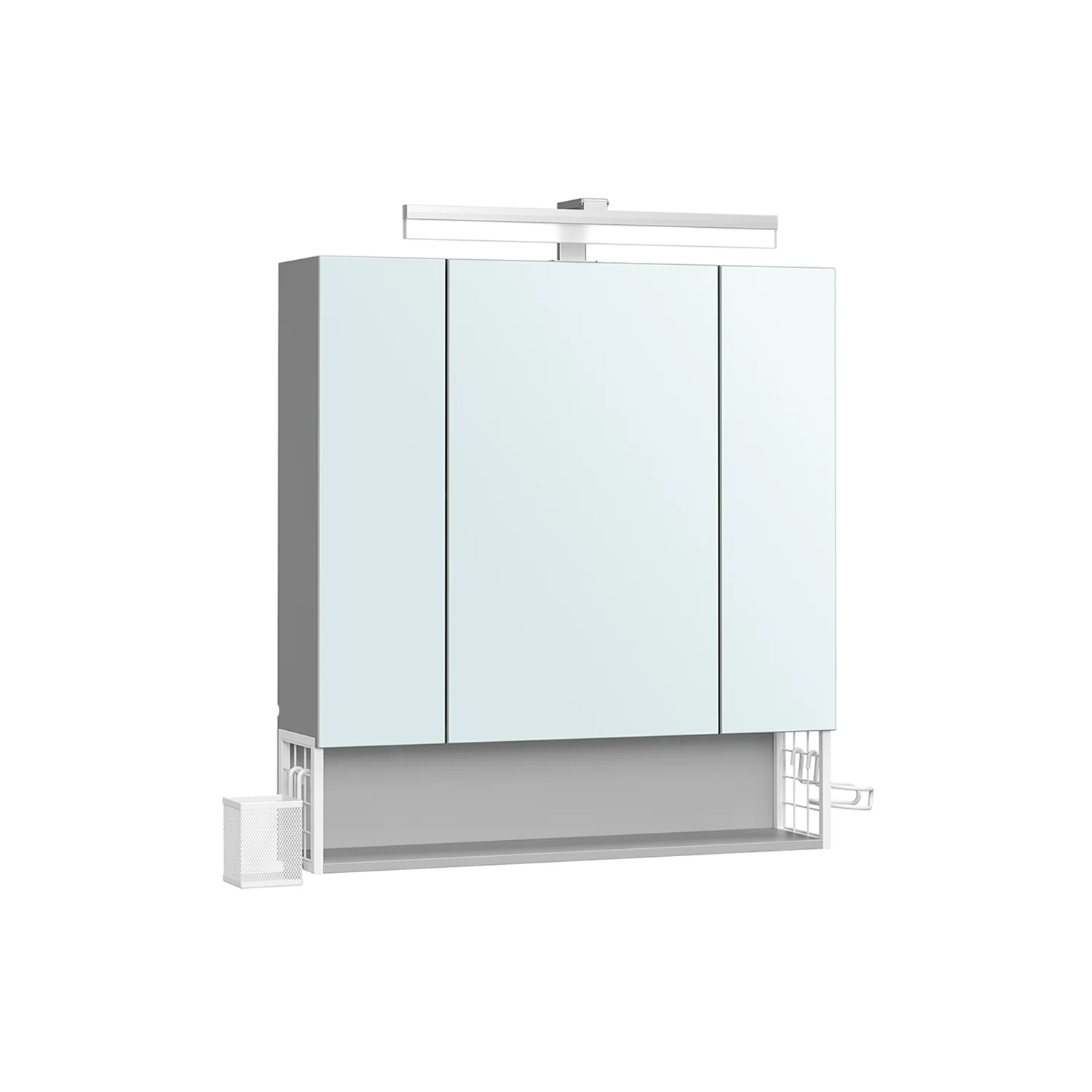 Meuble de salle de bain 3 portes miroir blanc nuage