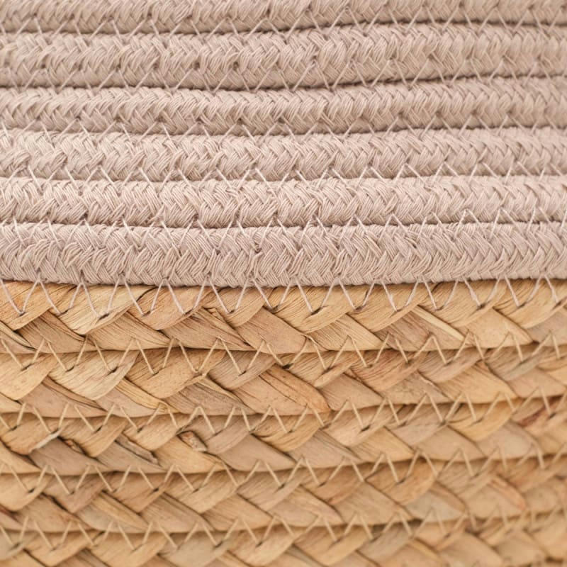 LA FACTORY - Panier rond tressé en coton beige 27x23